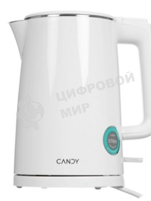 Электрочайник Candy CK-102 белый, 1.5 л, 2200 Вт, скрытый нагревательный элемент