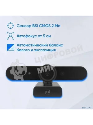 Веб-камера OKLICK OK-C031FH 1920x1080, 30 кадр/с, USB Type-A, микрофон (шумоподавление), автоматическая фокусировка, универсальное крепление