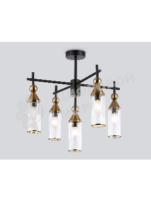Люстра Ambrella light LH55256/5 BK/BS/CL черный/латунь/прозрачный E14*5 max 40W D520*520