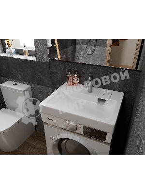 Раковина над стиральной машиной BAU Hotel 50х55, литьевой мрамор в комплекте с кронштейнами и сифоно