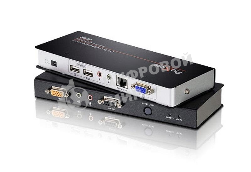 Переключатель ATEN CE770-(AT-G) Удлинитель, SVGA+KBD&MOUSE USB+AUDIO+RS232, 300 метр., 1xUTP Cat5e, SPHD15+HD-DB15+2xUSB A-тип+ 2xMINI JACK+DB9, Female, с KVM-шнуром USB 1.8м., Б.П. 220> 5.3V