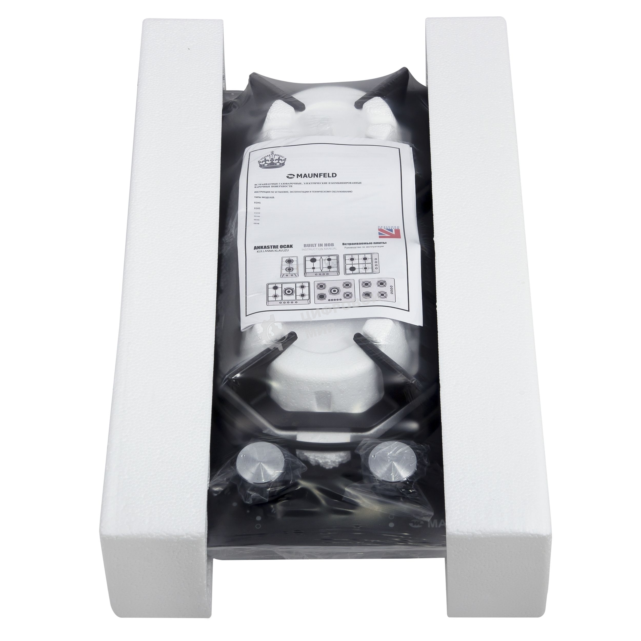 Газовая варочная панель Maunfeld EGHG.32.2CB/G, 2 конфорки, закаленное стекло, черный