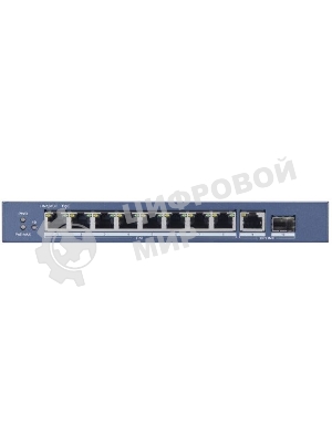 Коммутатор Hikvision DS-3E0510P-E, 8×1 Гбит/с PoE+ + 1×1 Гбит/с + 1×1 Гбит/с SFP, неуправляемый