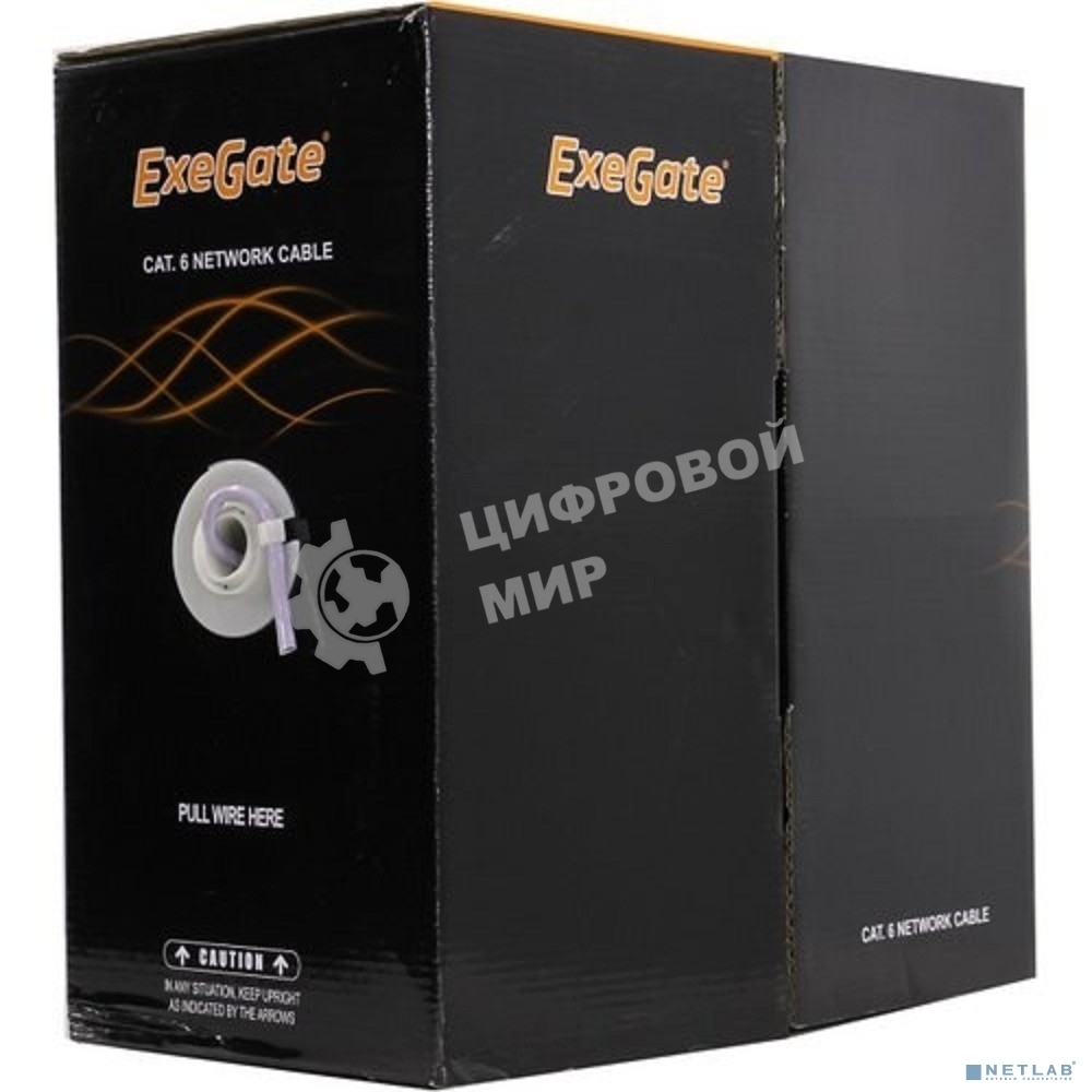 Кабель ExeGate UTP 4 пары кат.6 медь, 23AWG, бухта 305м, серый PVC