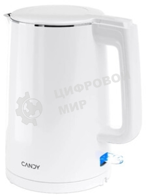 Электрочайник Candy CK-102 белый, 1.5 л, 2200 Вт, скрытый нагревательный элемент