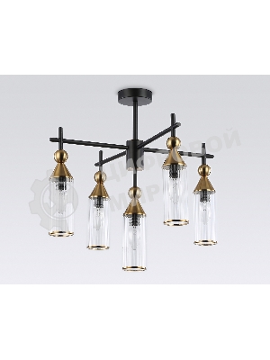 Люстра Ambrella light LH55256/5 BK/BS/CL черный/латунь/прозрачный E14*5 max 40W D520*520