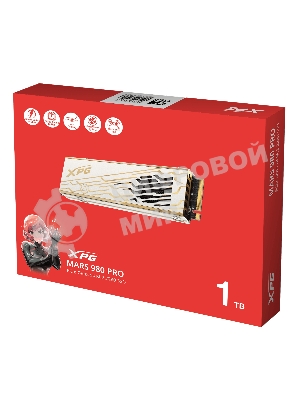 Накопитель SSD ADATA XPG MARS 980 PRO, 1000Gb, M.2(22x80мм), NVMe, PCIe 5.0 x4, 3D NAND, R/W 14000/10000Mb/s, IOPs 1 600 000/1 650 000, TbW 740, DWPD 0.4, with Heat Sink (5 лет)