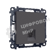 Комплект механизма телефонной розетки ALFA Графит мягкое касание RJ-11(4P4C) с шторкой QUANT (AP9120, VM190) MA912030