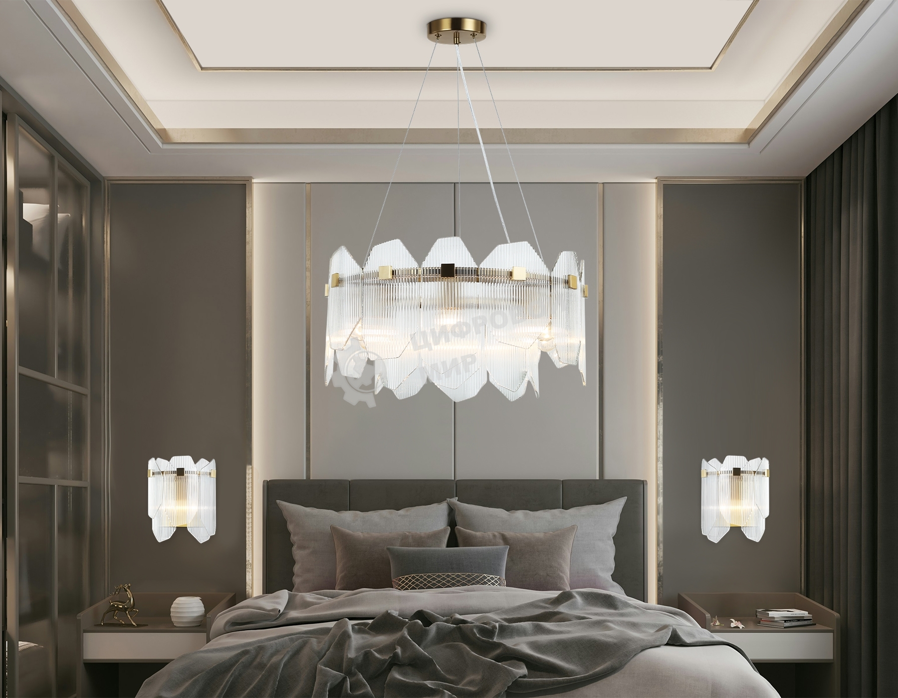 Светильник Ambrella light LH31251/6 BS/CL латунь/прозрачный E14*6 max 40W D510*270