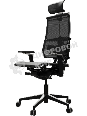 Кресло руководителя эргономичное Метта Yoga Spine Black Edition черный сиденье черный сетка с подголов. крестов.5-луч. металл хром