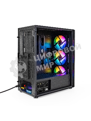 Компьютерный корпус Miditower ExeGate EVO-9205-EVO800 (ATX, БП EVO800RGb с вент. 12 см, с окном, 1хUSB+1хUSB 3.0, аудио, черный, 3 вент. 12см с RGb подсветкой)