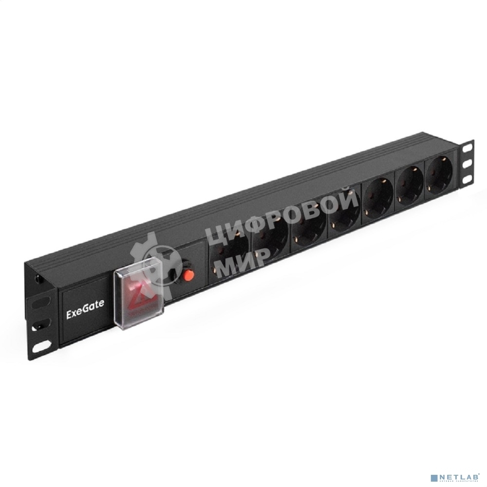 Блок розеток горизонтальный ExeGate ServerPro PDU-19H702 Al-7S-C14-SW-O, 19