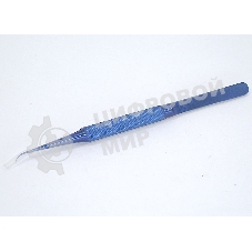 Титановый пинцет TB-11 заострённый синий 140мм с загнутым кончиком