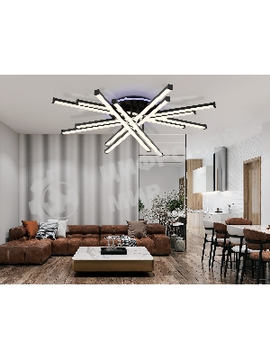 Потолочный светодиодный светильник Ambrella light FL6276 BK 119W черный 3000K-6400K+RGB 800*800*165 (ПДУ ИК)