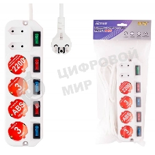 Сетевой удлинитель Most A10 1.6м (6 розеток) белый (пакет ПЭ)