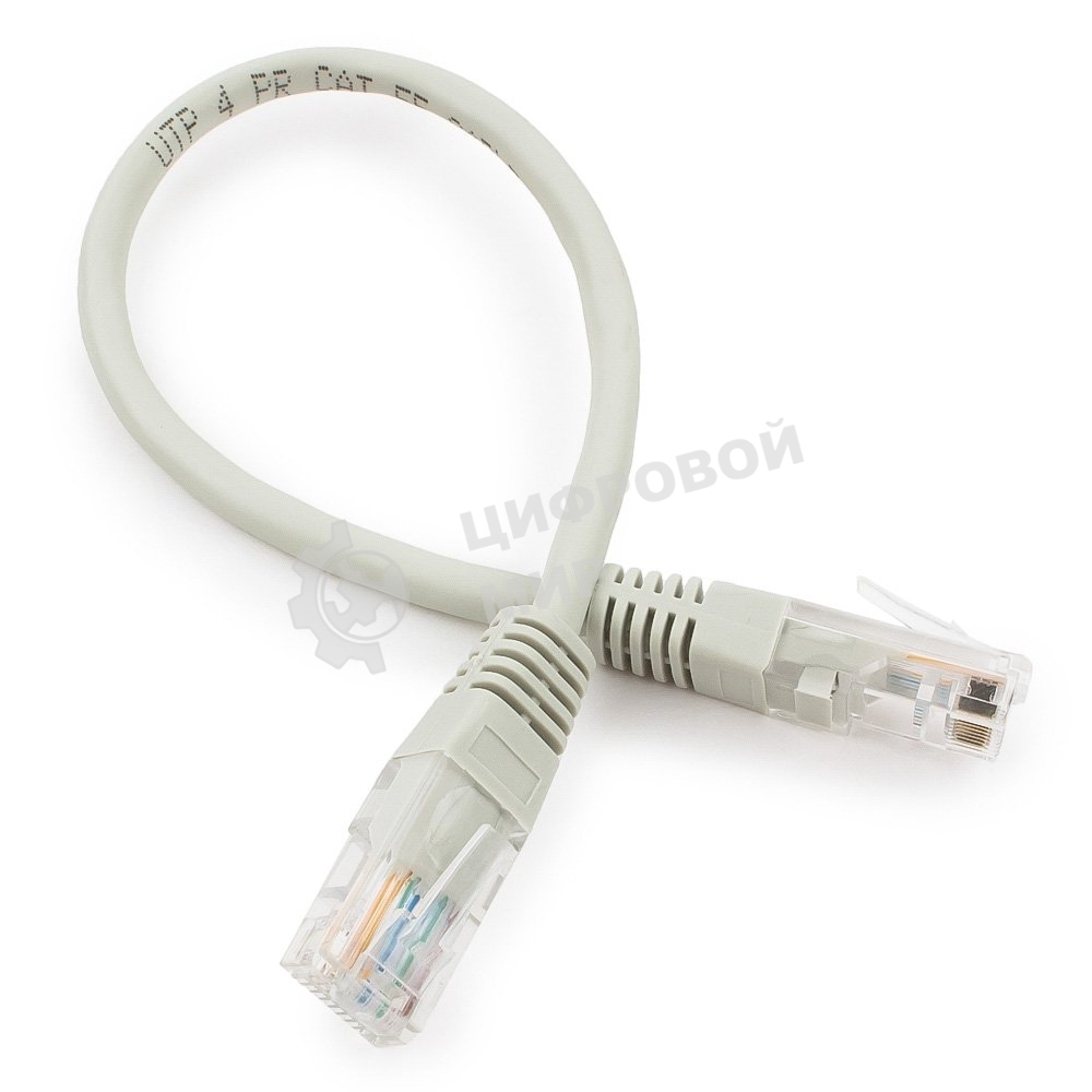 Патч-корд медный UTP Cablexpert PP10-0.25M cat.5, 0.25м, литой, многожильный, серый
