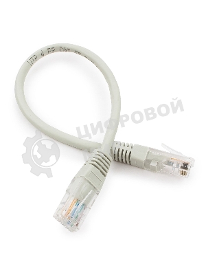 Патч-корд медный UTP Cablexpert PP10-0.25M cat.5, 0.25м, литой, многожильный, серый