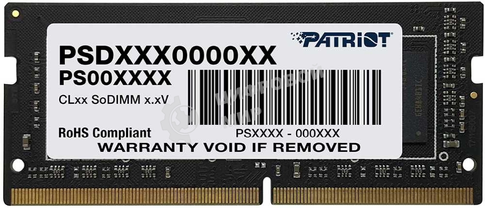 Оперативная память Patriot Signature, DDR4, 16GB (1x16 GB), 2666 MHz, CL19, SO-DIMM