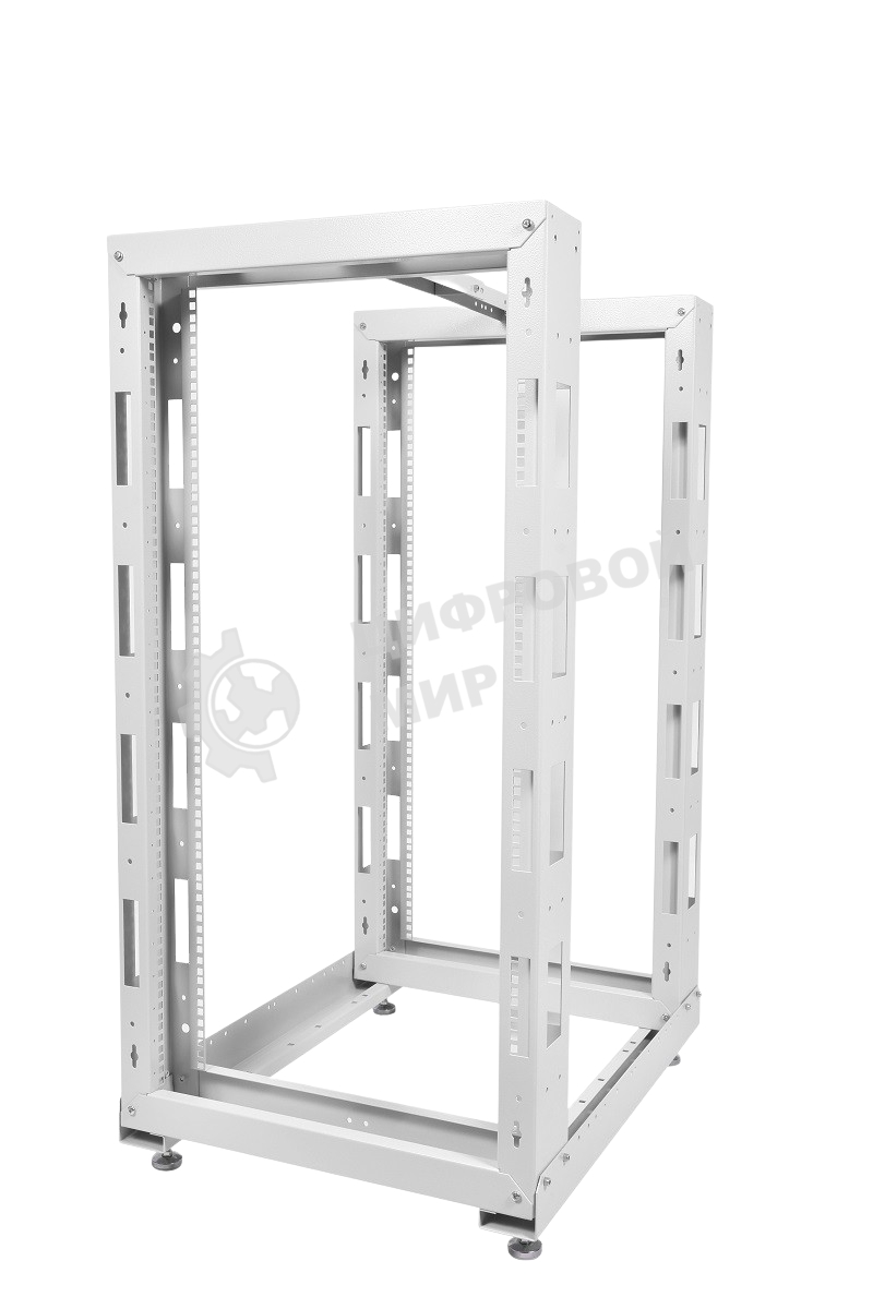 Стойка двухрамная ЦМО СТК-24.2 24U 620 мм X 800 мм направл. закл. гайки 250 кг серый