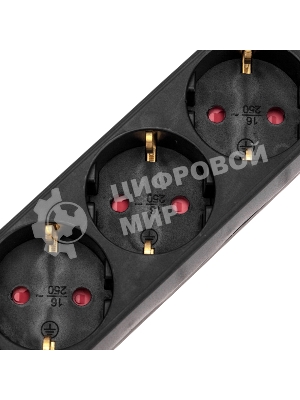 Удлинитель STANDARD 5 гнезд, 5м, 3х1,0мм², с/з, с выключателем, черный REXANT