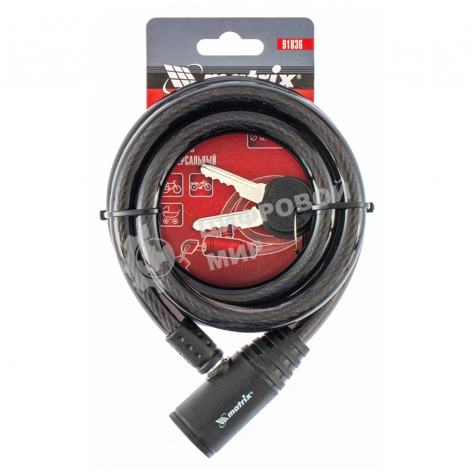 Замок тросовый универсальный Matrix 12х1200 мм