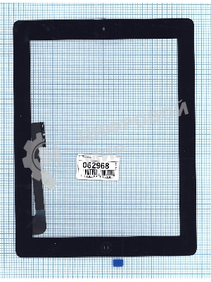 Сенсорное стекло (тачскрин) для iPad 3 черное с кнопкой