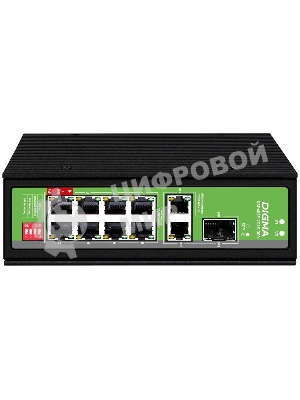 Коммутатор Digma DSP408F-2G1S-300 (L2) 8x100 Мбит/с 2x1 Гбит/с 1SFP 8PoE 8PoE+ 1PoE++ 300W неуправляемый