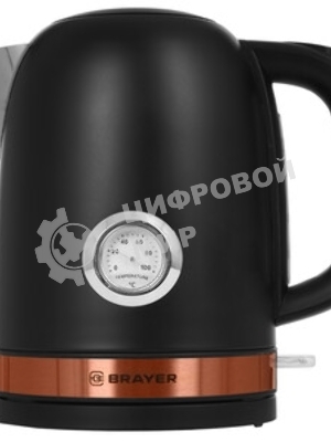 Чайник электрический BRAYER BR1005BK 2200 Вт.1.7 л, STRIX, сталь окраш, термометр, черный
