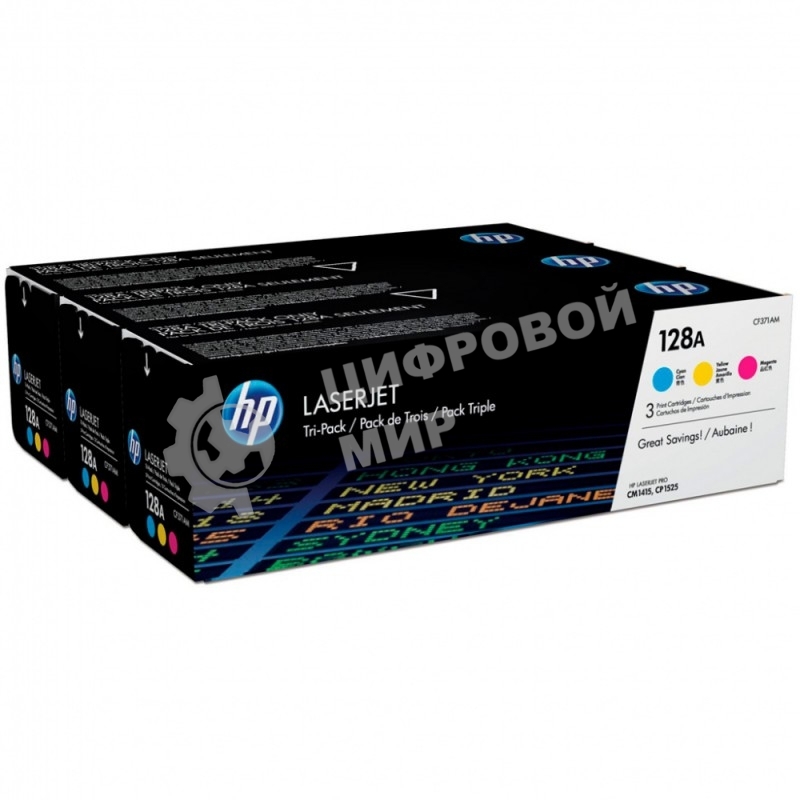 Картридж лазерный комплект HP CF371AM голубой/пурпурный/желтый для LaserJet PRO CP1525N/CP1525NW (3 х 1300)