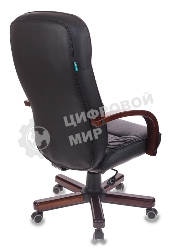 Кресло руководителя Бюрократ T-9908/WALNUT черный, кожа, крестовина металл