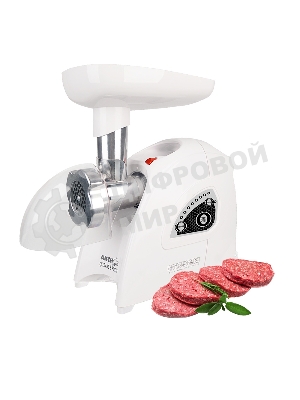 Мясорубка электрическая Аксион М42.01 белый, 1700 Вт, 2.0 кг/мин, реверс, защита от перегрузки, насадки - 4