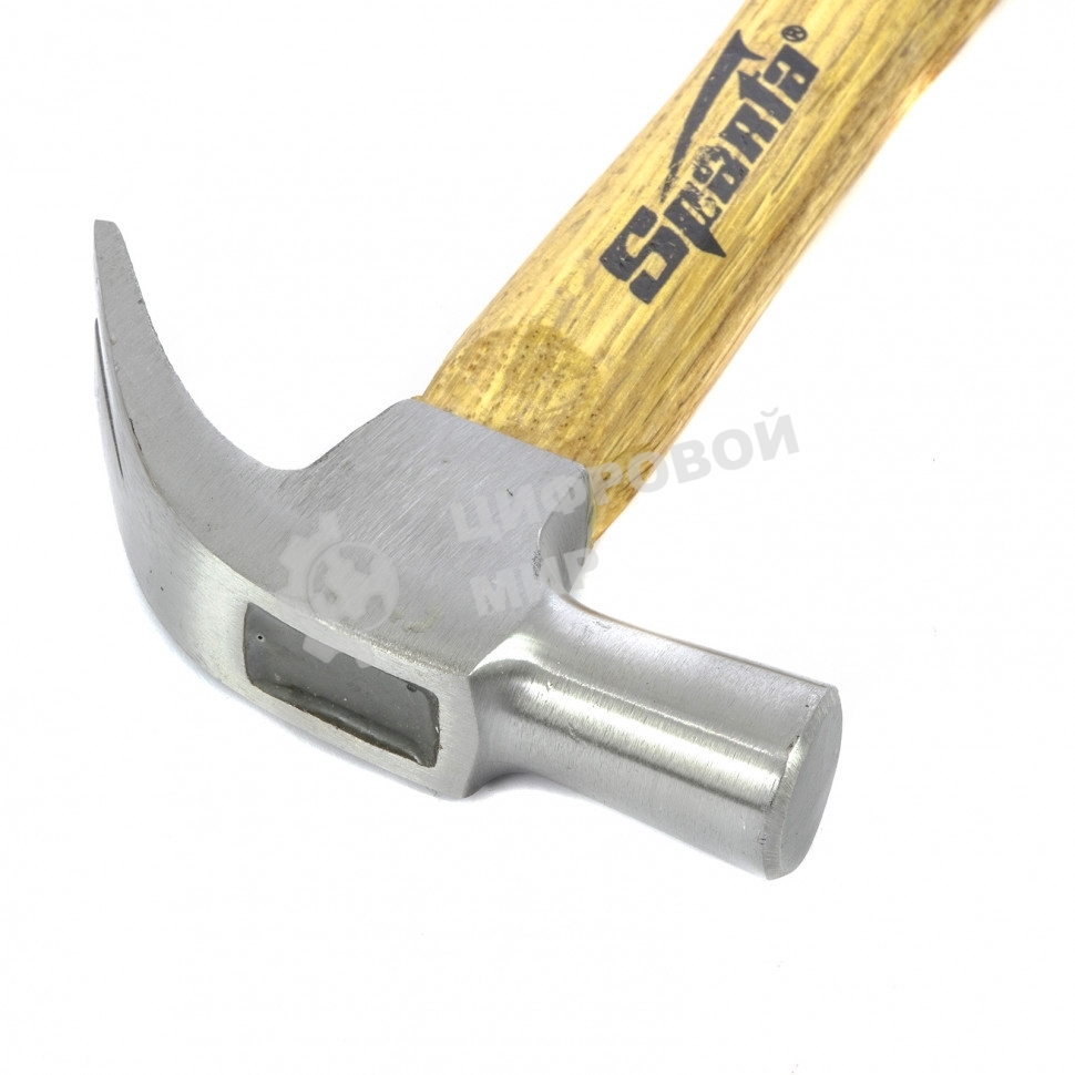 Молоток-гвоздодер Sparta 225 г, боек 22 мм, деревянная рукоятка