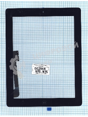 Сенсорное стекло (тачскрин) для iPad 3 черное с кнопкой