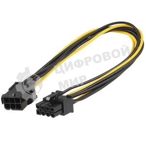 Кабель питания PCIe Cablexpert CC-PSU-68-30CM, PCIe 6pin(M)/PCIe 8pin(F), 30 см, пакет