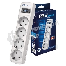 Сетевой фильтр Pilot mini 10 м, 4 розетки, белый, коробка