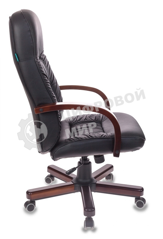 Кресло руководителя Бюрократ T-9908/WALNUT черный, кожа, крестовина металл