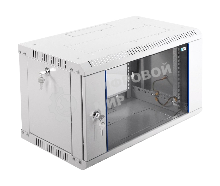 Шкаф настенный ЦМО ШРН-Э-6.350 6U 600x350 мм пер. дв. стекл несъемные бок. пан. серый