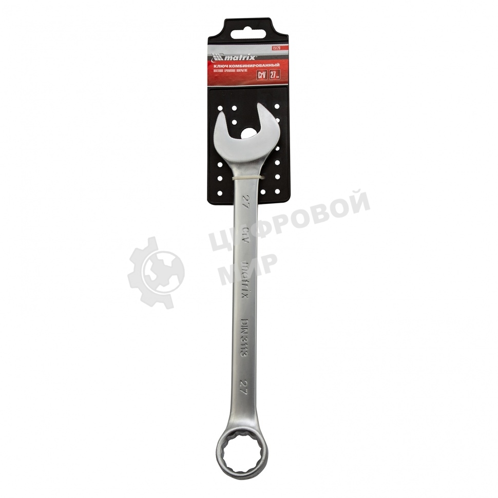 Ключ комбинированный Matrix 27 мм, CrV, матовый хром