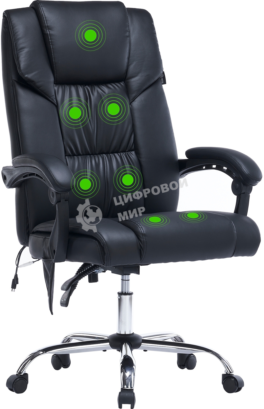 Кресло офисное Cactus CS-CHR-OC02M-BK черный, эко.кожа, крестов. сталь