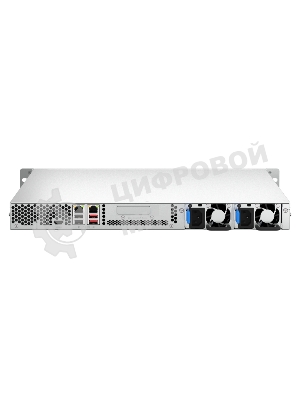 Сетевое хранилище SMB QNAP TS-464U-RP-8G NAS 4 HDD trays, rackmount 1U, 2 PSU. 4-core Intel Celeron N5105/N5095 2.0-2.9 GHz, 8 Gb RAM MAX, 2x2.5 Gigabit Ethernet, 4xUSB, 1xHDMI . PCIe Gen 3 x2, W/o rail kit RAIL-B02