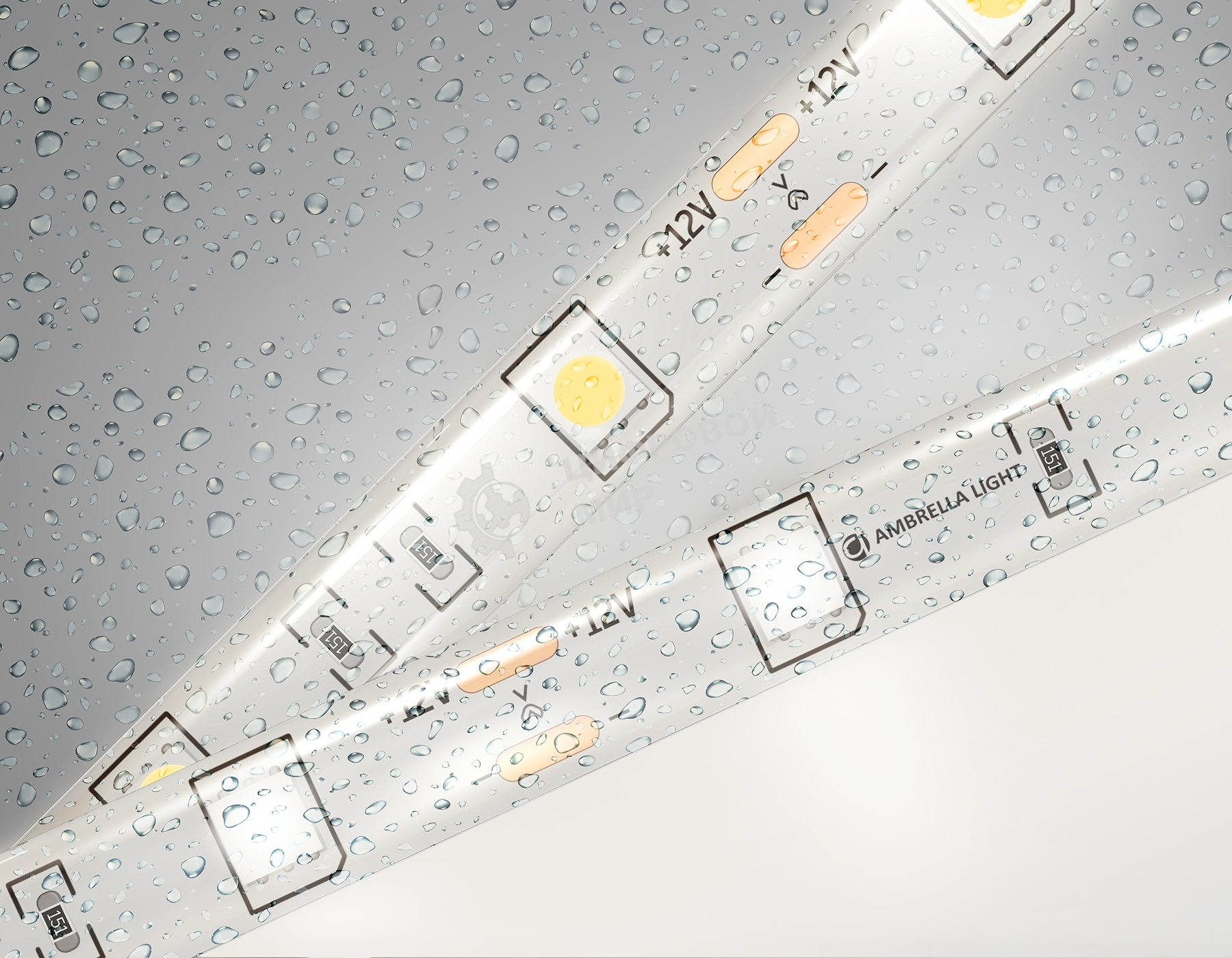 Светодиодная лента Ambrella light GS1902 5050 30Led/ 7.2W m/ 12V IP65 4500K/ 5000*10*2.87mm (2 конт.)
