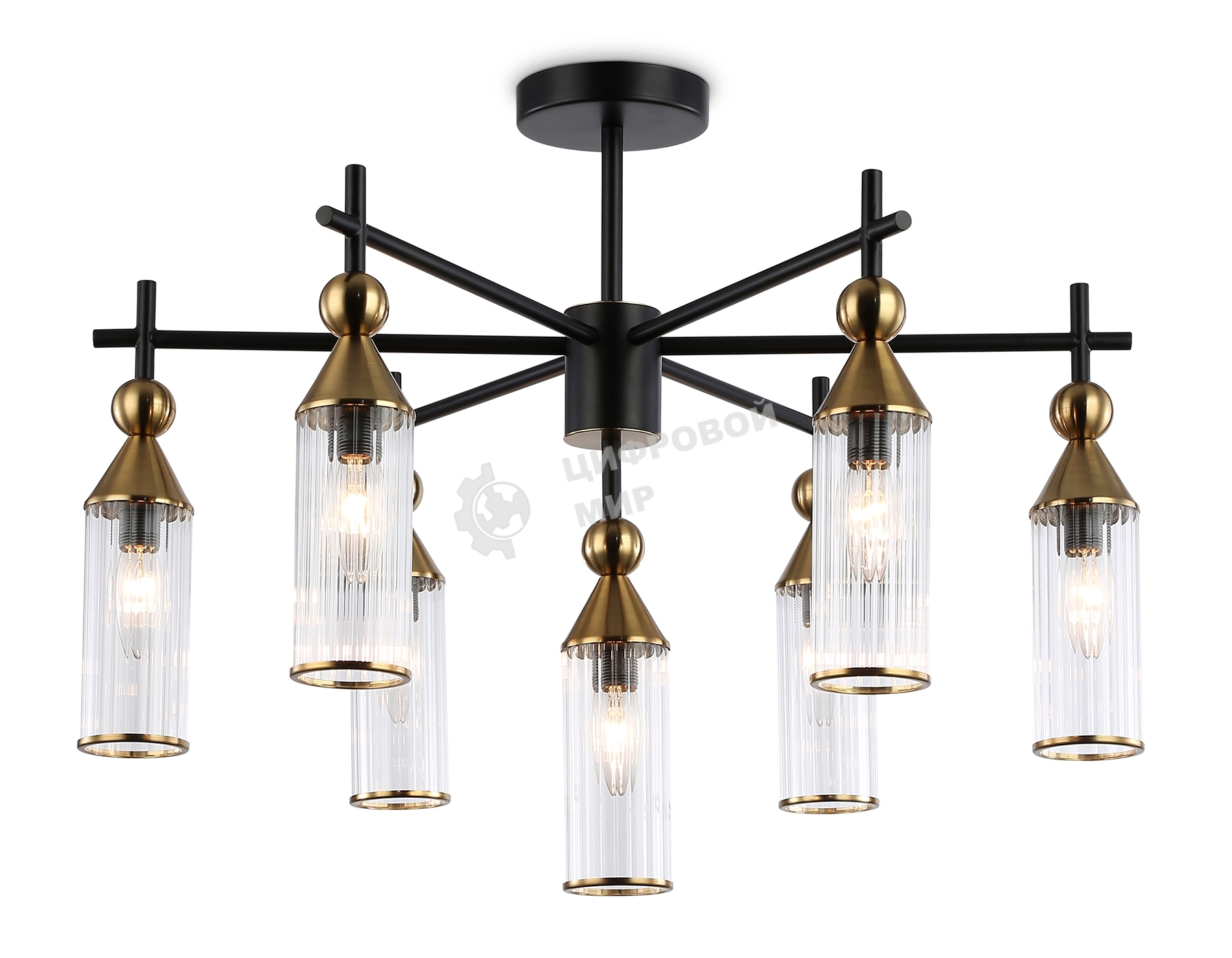 Люстра Ambrella light LH55257/7 BK/BS/CL черный/латунь/прозрачный E14*7 max 40W D640*520