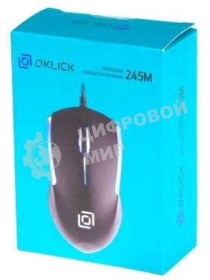 Мышь проводная Oklick 245M черный, 1000 dpi, USB, кнопки - 3