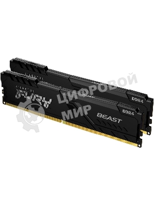 Оперативная память Kingston Fury Beast, DDR4, 16GB (2x8GB), 3600MHz, CL17, DIMM, с радиаторами, черный
