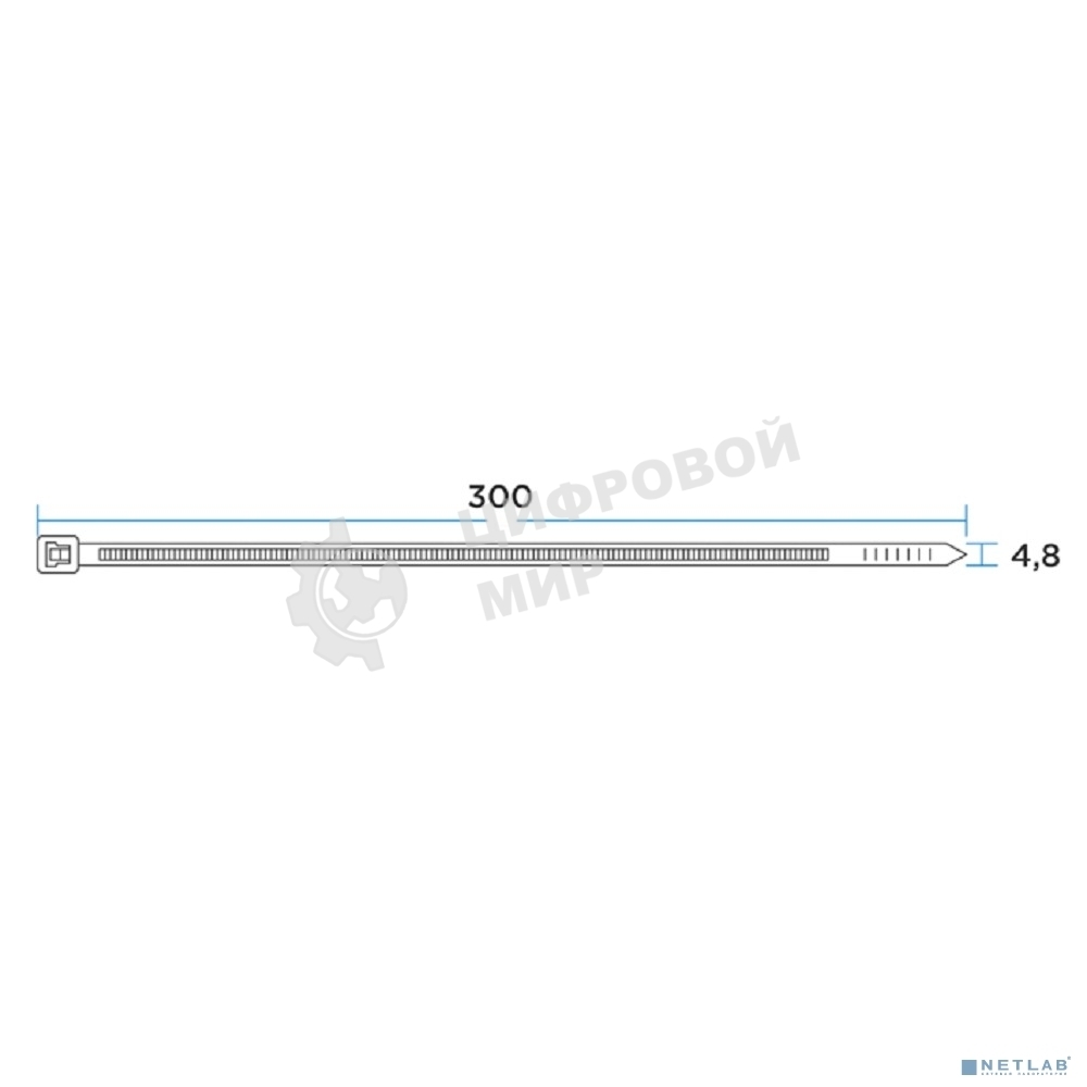 Хомут кабельный PROconnect 4.8х300 нейл. бел. (уп. 100 шт)