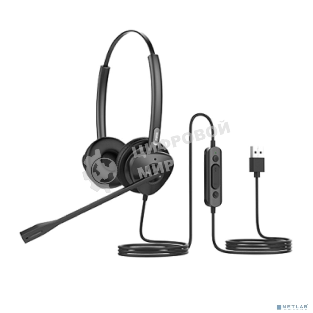 Гарнитура проводная бинауральная USB-гарнитура Fanvil, HT302-U, стерео, HD звук, USB