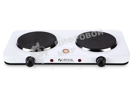 Плита настольная электрическая Centek CT-1507 белый, конфорок 2 электрических, 42 см x 5 см x 22 см