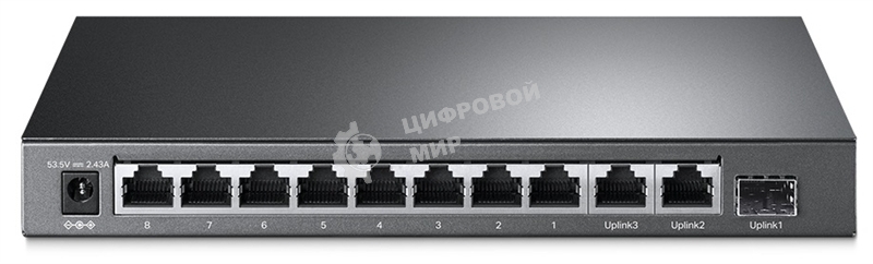 Коммутатор TP-Link 8-port 10/100Mbps Unmanaged PoE switch, 2 Gb RJ45 + 1 Gb SFP uplinks, PoE budget up to 124W