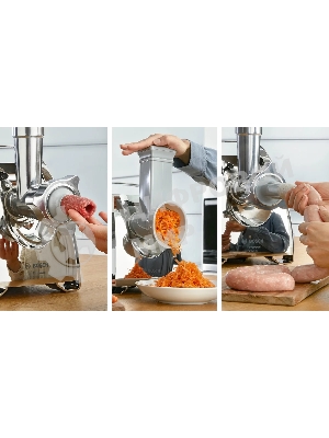 Мясорубка электрическая Bosch MFW67440 черный, 2000 Вт, 3.5 кг/мин, реверс, защита от перегрузки, насадки - 4