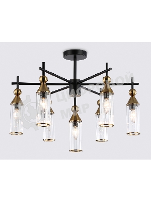 Люстра Ambrella light LH55257/7 BK/BS/CL черный/латунь/прозрачный E14*7 max 40W D640*520